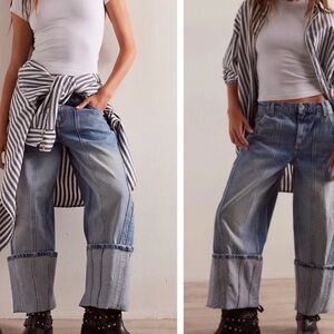 NWOT FREE PEOPLE We The Free Olsen Cuffed Cropped Barrel Jeans SZ: 29